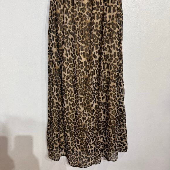 Forever 21 Tan Leopard Print Strapless Maxi Dress Sz M - Picture 3 of 9